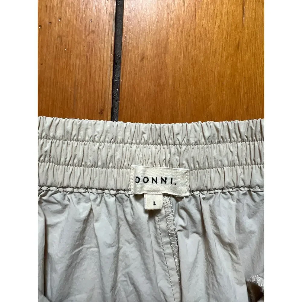 Donni Women's Nylon Cargo Pants Wide Leg Trousers Beige Cream Large - Picture 3 of 6